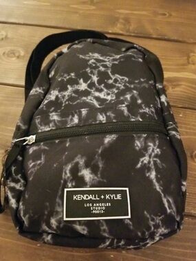 Kendall + Kylie Black Marble Sloane Mini Backpack